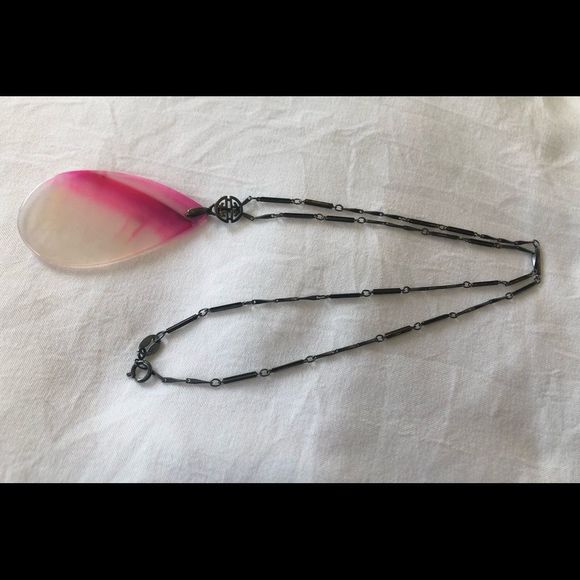 Vintage 925 chain with gemstone tear drop shaped pendant - Picture 3 of 4